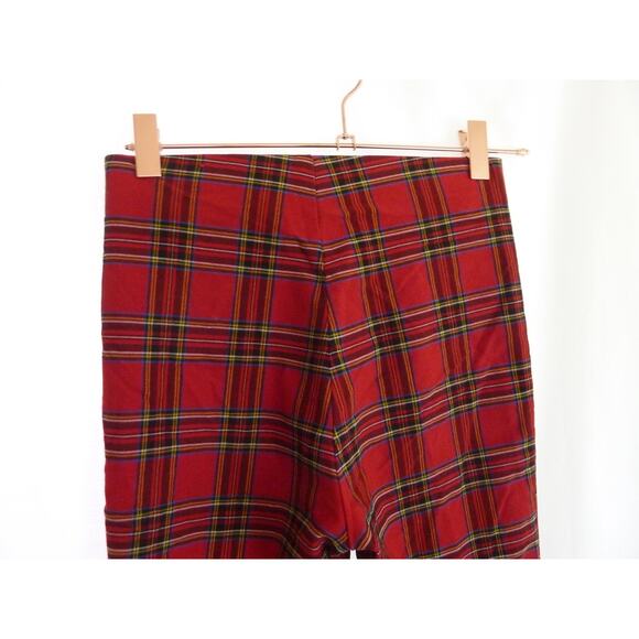 Zara Tartan Plaid Skinny Pants Fuax Zipper Front Pockets High Rise Size S - Picture 5 of 6